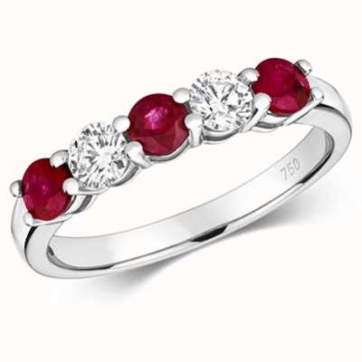 James Moore TH 18ct White Gold Diamond And Ruby Claw Set Eternity RDQ444WR