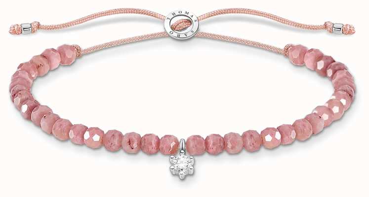 Thomas Sabo Charming | Silver Stone Rose Quartz Beaded Tie Bracelet A1987-401-9-L20V