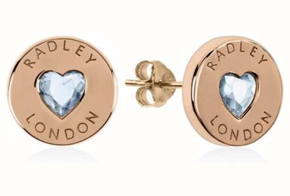 Radley Jewellery Sterling Silver Rose Gold Plated Stone Disc Earrings RYJ1138