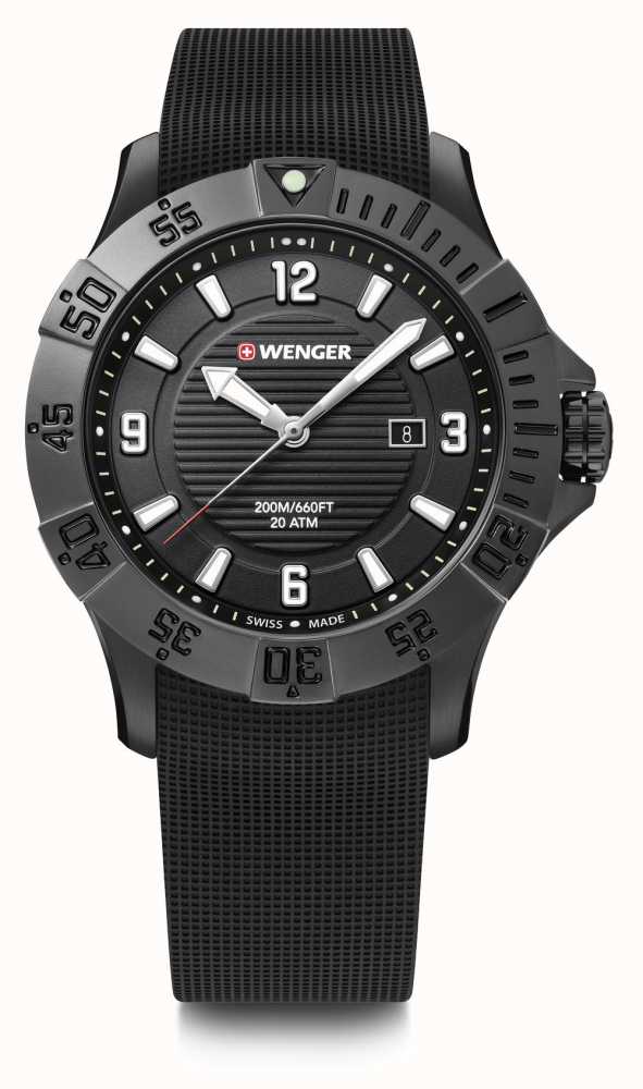 Wenger Seaforce 43mm | Black Rubber Strap | Black Dial | 01.0641