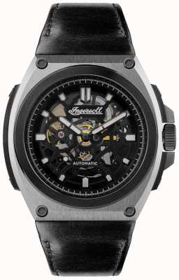 Ingersoll THE MOTION Automatic Black Skeleton Dial Black Leather Strap I11702B