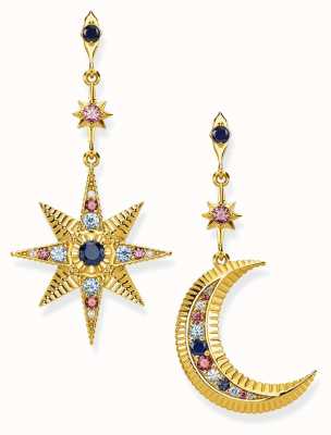 Thomas Sabo Gold Plated Royalty Star And Moon Earrings H2025-959-7