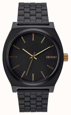 Nixon Time Teller | Matte Black / Gold | Black IP Steel Bracelet | Black Dial A045-1041-00