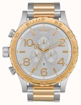 Nixon 51-30 Chrono | Silver / Gold | Two Tone Bracelet | Silver Dial A083-1921-00