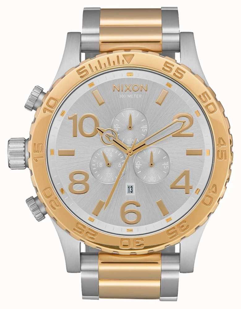 Nixon 51-30 Chrono | Silver / Gold | Two Tone Bracelet | Silver