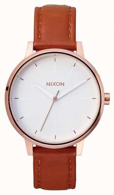 Nixon Kensington Leather | Rose Gold / White | Brown Leather Strap | White Dial A108-1045-00