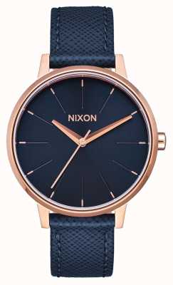 Nixon Kensington Leather | Navy / Rose Gold | Blue Leather Strap | Blue Dial A108-2195-00