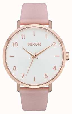 Nixon Arrow Leather | Rose Gold / Light Pink | Pink Leather Strap | White Dial A1091-3027-00