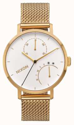Nixon Clutch | All Gold / White | Gold IP Mesh Bracelet | White Dial A1166-504-00
