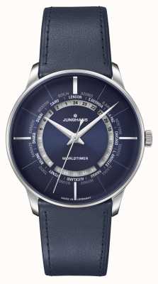 Junghans Meister | Worldtimer Sapphire Crystal | Blue Leather Strap | Blue Dial 27/3010.02