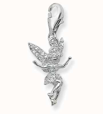 James Moore TH Silver Cubic Zirconia Fairy/Tinkerbell Pendant Charm G6531