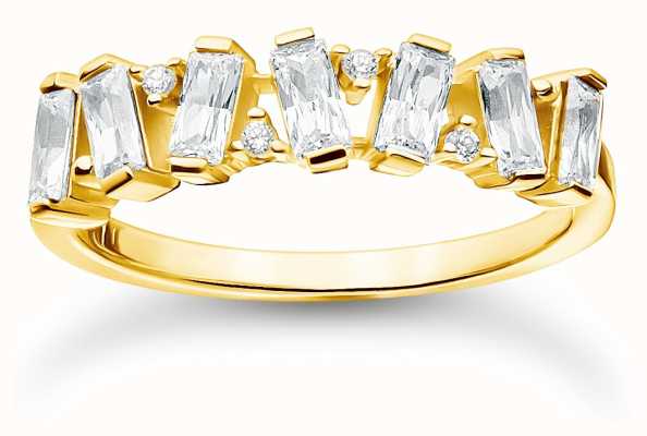 Thomas Sabo Gold Plated White Stones Ring | Size 54 (UK N) TR2346-414-14-54