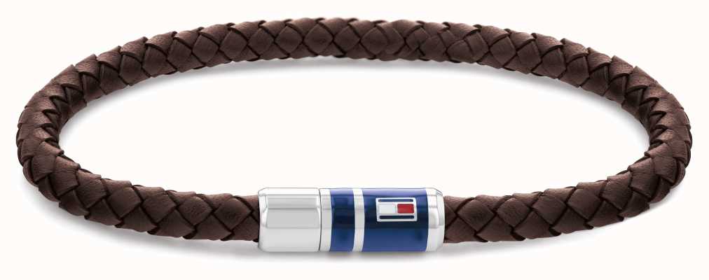 Tommy Hilfiger Men's Casual Brown Leather Braided Bracelet 2790295