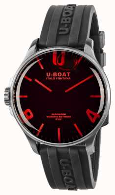 U-Boat Darkmoon 44mm Red Glass | Stainless Steel | Black Rubber Strap 8465/A