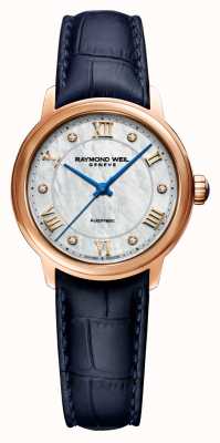 Raymond Weil Women's Maestro Automatic | Blue Leather Strap | Mother Of Pearl Dial 2131-P53-00966