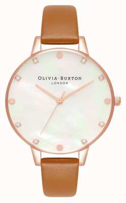 Olivia Burton Demi Mother Of Pearl Dial Tan & Rose Gold Watch OB16SE18