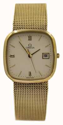 Pre-owned 9ct Y/g Omega Square Face Quartz Watch 1980's (No Box / Papers) J43638