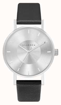 Klasse14 Volare Silver 36mm Black Leather Strap VO14SR001W