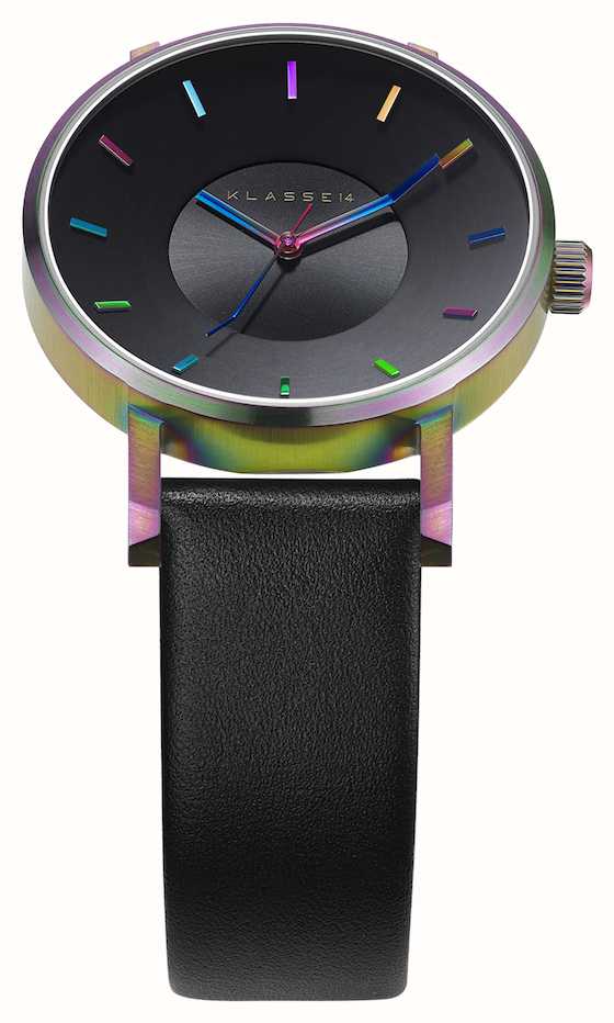 Klasse14 Volare Rainbow 42mm Black Leather Strap VO15TI001M