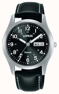 Lorus Classic 38 mm Quartz Watch Black Dial Leather Strap RXN79DX9