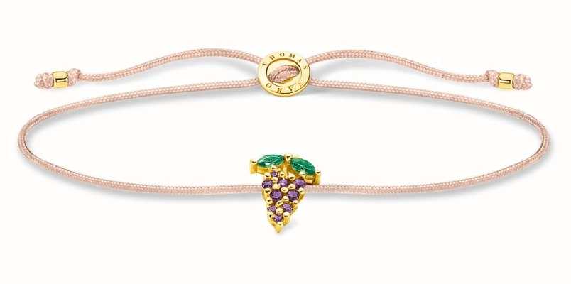 Thomas Sabo Little Secrets | Fawn Coloured Nylon Bracelet | Grape Charm LS127-472-7-L20V