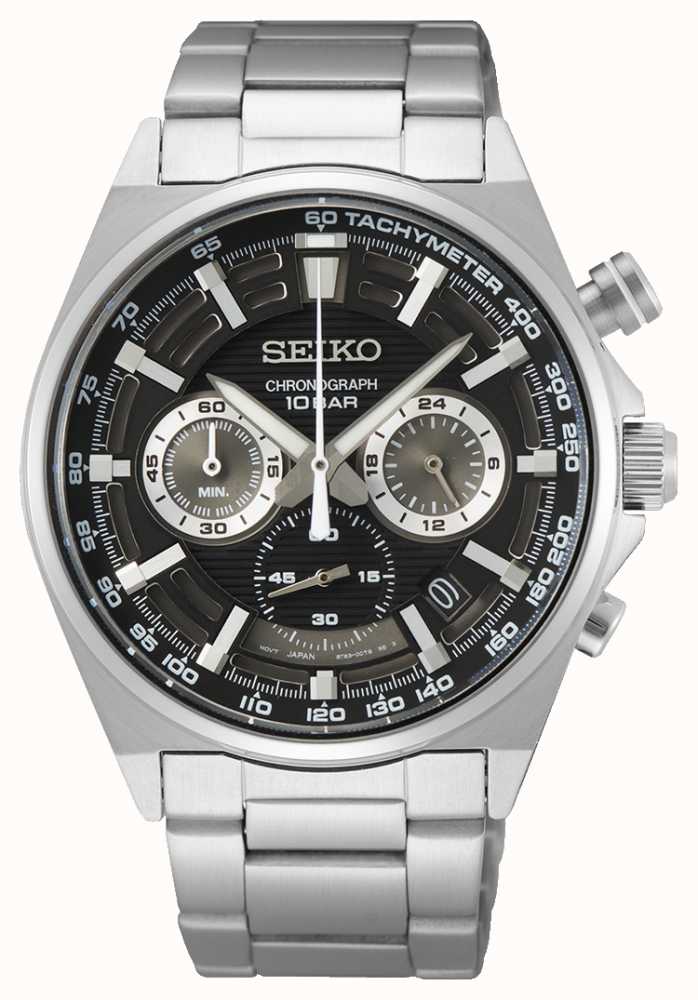 Seiko black chronograph on sale watch