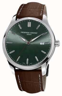 Frederique Constant Classic | Green Dial Brown Leather Strap FC-240GRS5B6