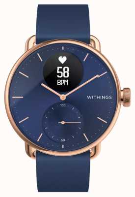Withings ScanWatch - Hybrid Smartwatch with ECG (38mm) Blue Hybrid Dial + Rose Gold / Blue Silicone HWA09-MODEL 6-ALL-INT
