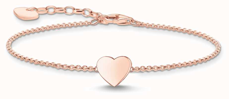 Thomas Sabo Rose Gold Plated Silver Plain Heart Bracelet 16-19cm A2044-415-40-L19V