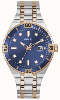 Guess PREMIER Men's Blue Dial Two Tone Bracelet Watch GW0330G3