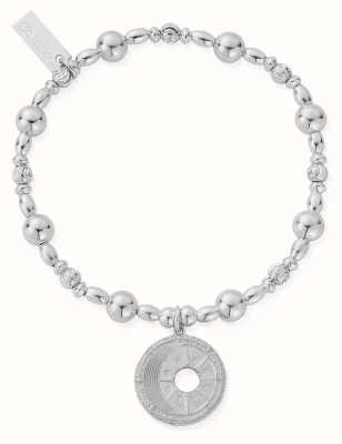 ChloBo Midnight Gaze Silver Beaded Disc Charm Bracelet 18cm SBMDR3174