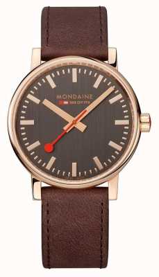Mondaine Evo2 Rose Gold 40mm | Brown Leather Strap | Grey Dial | IP Rose Gold Case MSE.40181.LG
