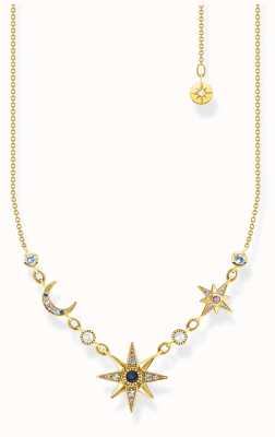 Thomas Sabo Royalty Star and Moon Gold Plated Cubic Zirconia Necklace 40-45 cm KE2119-959-7-L45V