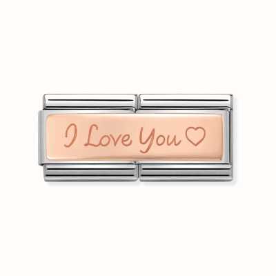 Nomination Composable Classic DOUBLE ENGRAVED Steel And 9k Rose Gold CUSTOM I Love You 430710/04