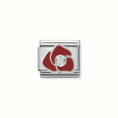 Nomination Composable CL SIMBOLS Stainless Steel Enamel 1 Cub. Zirc And 925 Silver RED Rose 330305/05