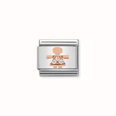 Nomination Composable Classic Symbols In Stainless Steel With 9k Rose Gold And CZ Little Girl 430305/07