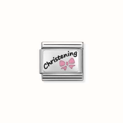 Nomination Composable CL OXIDIZED PLATES In Steel Enamel And 925 Silver Pink Christening 330208/17