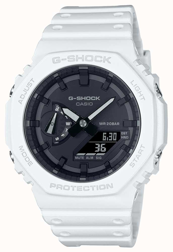 Casio G-Shock Octagon Series White Carbon Core Guard Watch GA-2100-7AER