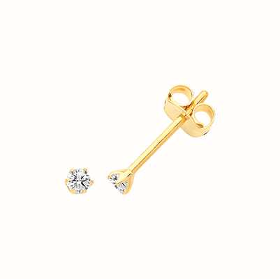 James Moore TH 9ct Yellow Gold Cubic Zirconia Stud Earrings ES666