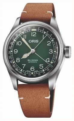 ORIS x Cervo Volante Big Crown Pointer Date Automatic (38mm) Green Dial / Brown Leather Strap 01 754 7779 4067-SET