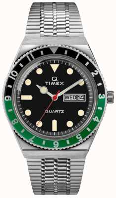 Timex Q Diver Inspired SST Case Black Dial SST Band TW2U60900