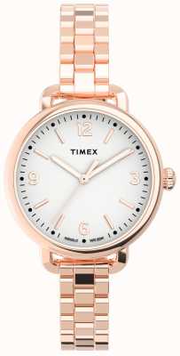 Timex Women's Standard Demi 30mm Rose-Gold-tone Case White Dial Rose-Gold-tone Bracelet TW2U60700