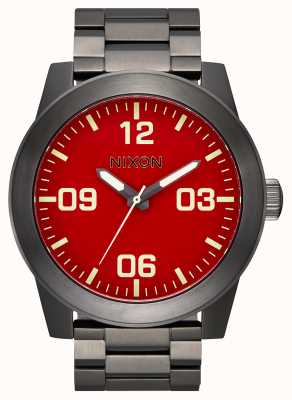 Nixon Corporal SS | Black | Stainless Steel Bracelet | Red Dial A346-2100-00