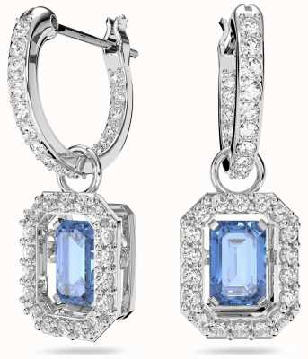 Swarovski Millenia | Hoop Earrings | Octagon Cut Crystals | Rhodium Plated | Blue 5619500