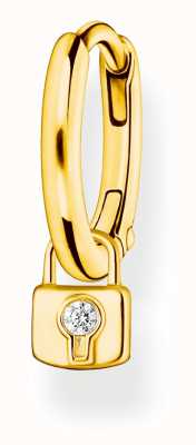 Thomas Sabo Gold Plated Crystal Set Padlock Pendant Single Hoop Earring CR700-414-14