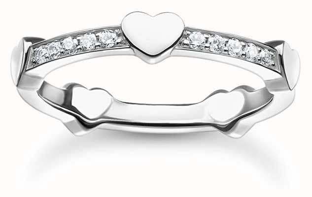 Thomas Sabo Charm Club Charming Sterling Silver Crystal Set Heart Detail Ring 56 TR2391-051-14-56