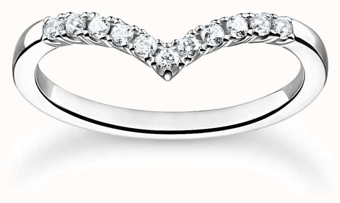 Thomas Sabo Charm Club Sterling Silver Crystal Set V-Shape Ring 54 TR2394-051-14-54