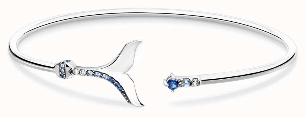 Thomas Sabo Dolphin Tail Fin Blue Stones Sterling Silver Bangle 17cm AR109-644-1-L17