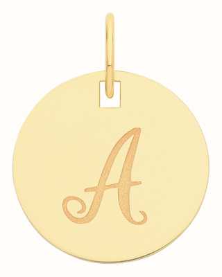 James Moore TH 9ct Yellow Gold Round 'A' Initial Pendant PN923/A
