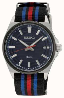 Seiko Men's Blue Dial Blue and Red NATO strap SUR509P1